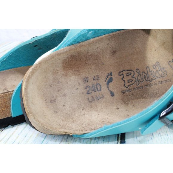 Birkenstock Birki's Freeport Blue Perforated Leather 2 Strap Sandals Size L6 M4 - Picture 7 of 9